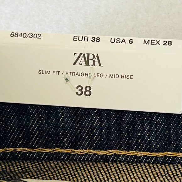 Zara Women Distressed Slim Full-Length Straight Leg Mid Rise Blue Jeans Sz 6 NWT - Picture 12 of 16